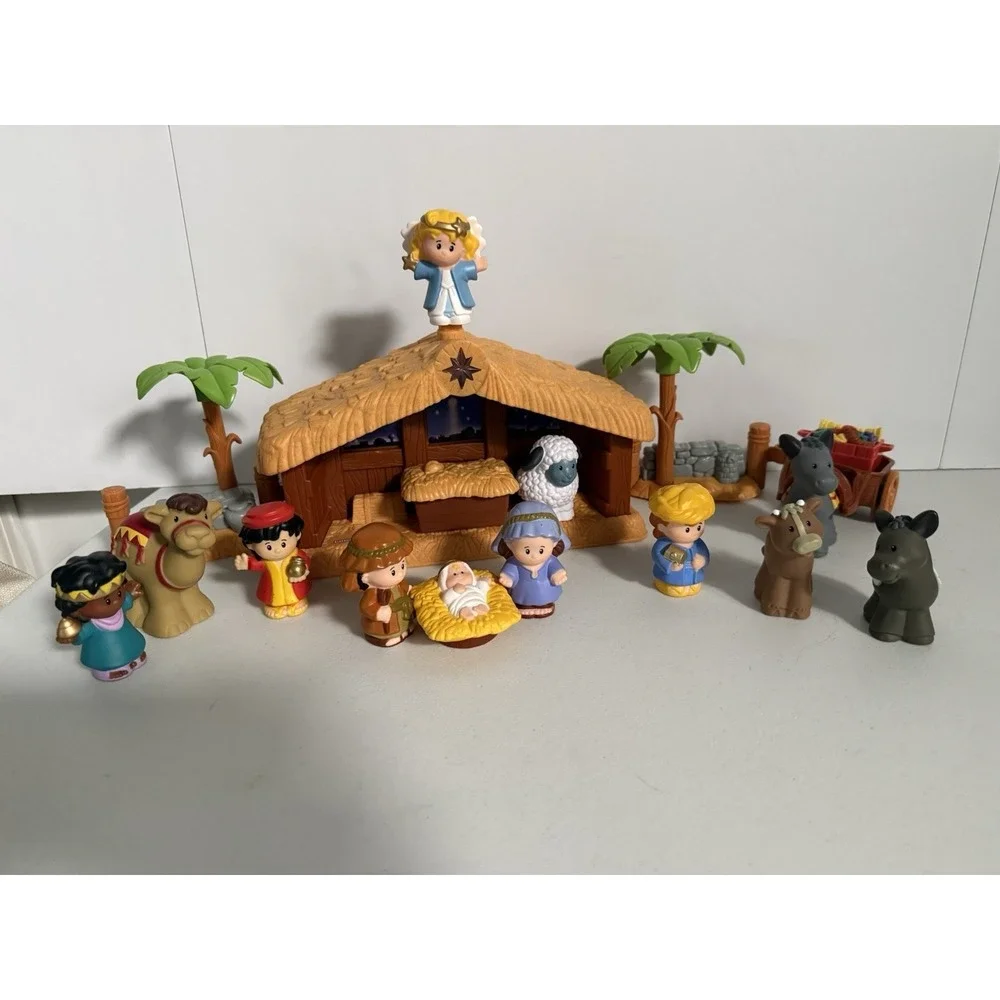 Fisher Price Little People Deluxe Christmas Story Nativity Set-Lights Work!